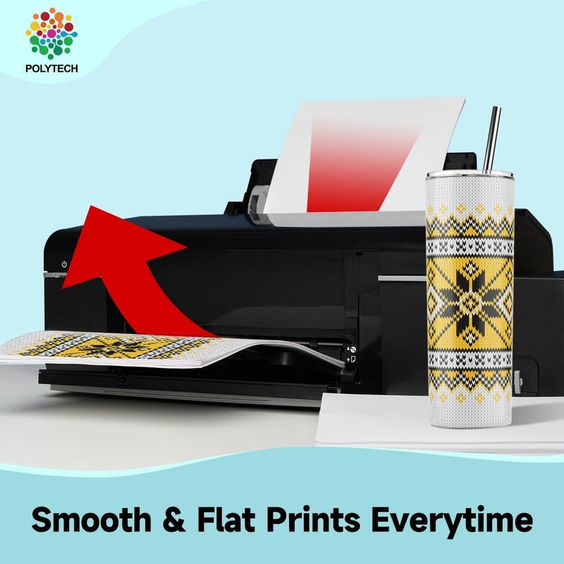 Polytech Sublimation Paper, 8.5x11, 100 Sheets, Heat Transfer Paper for All Sublimiation Blanks, For All Sublimation Printer and Ink, For Tumblers, Magnet Blanks, Ceramic Ornaments, Light T-Shirt,125G - Image 3